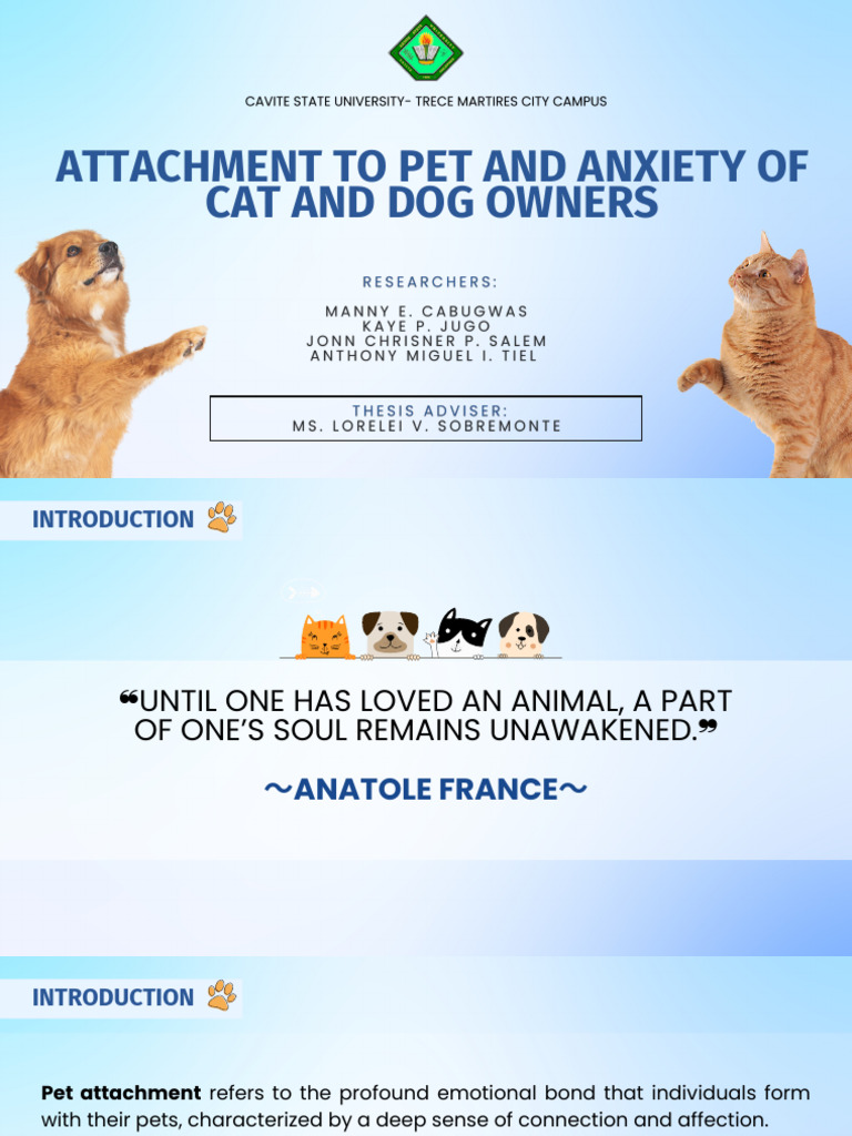 Pet Attachment and Owner Anxiety Levels | PDF | Attachment Theory | Pet