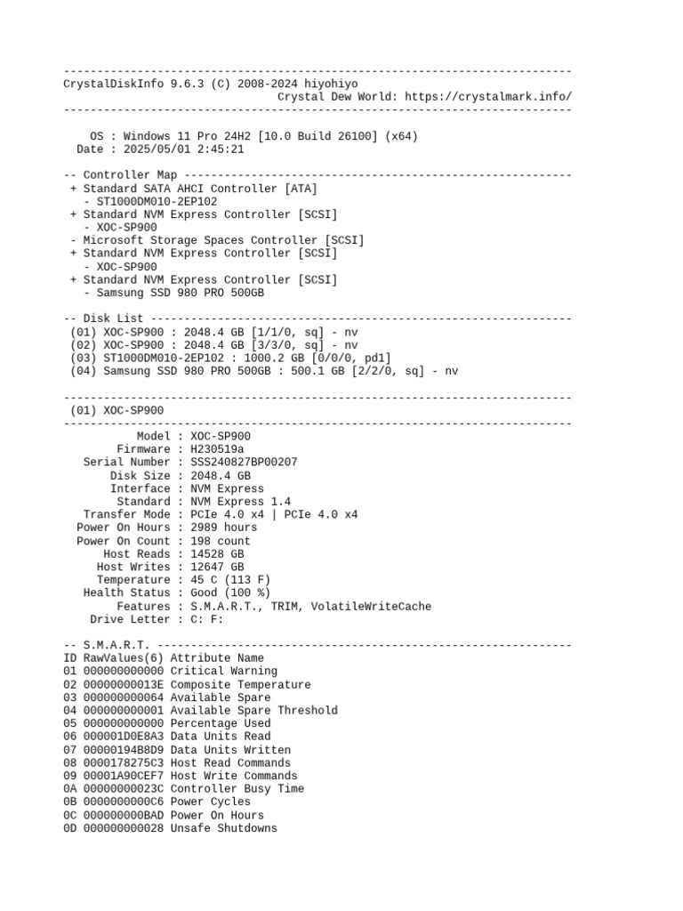 CrystalDiskInfo 9.6.3 Report | PDF | Solid State Drive | Computer Hardware