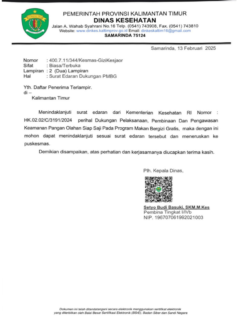Surat Provinsi PMBG | PDF