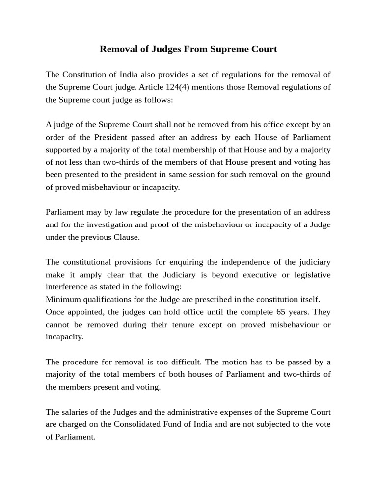 Removal of Judges | PDF