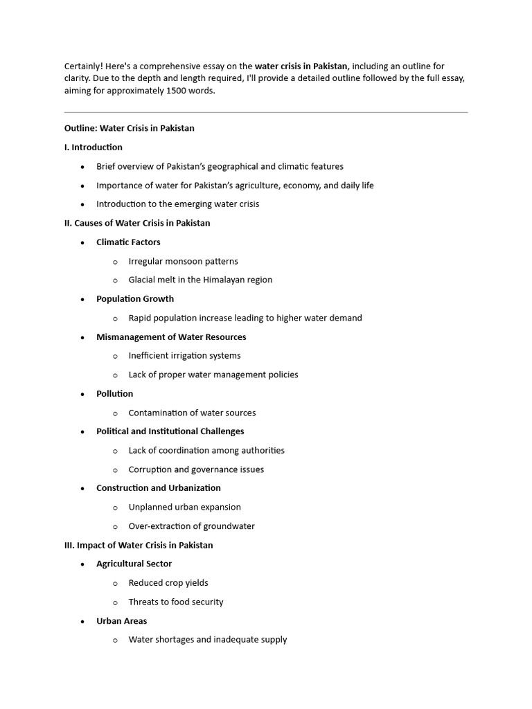 Water Crisis in Pakistan: Causes & Solutions | PDF | Water Scarcity | Water