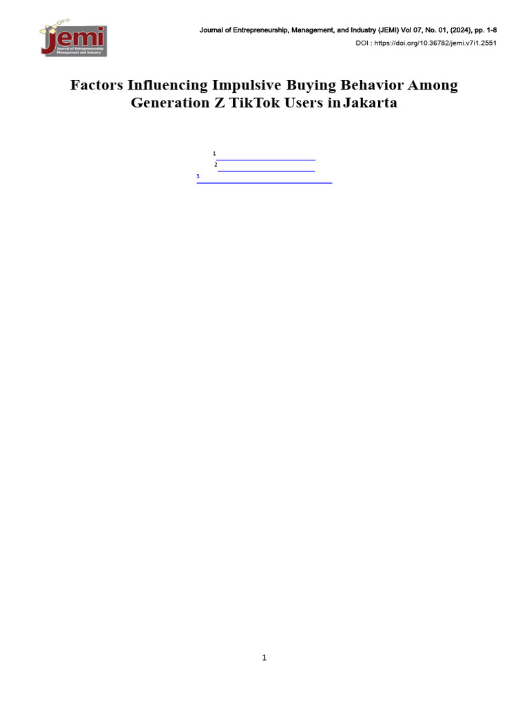 Factors Influencing Impulsive Buying Behavior Among - INTERNASIONAL ...