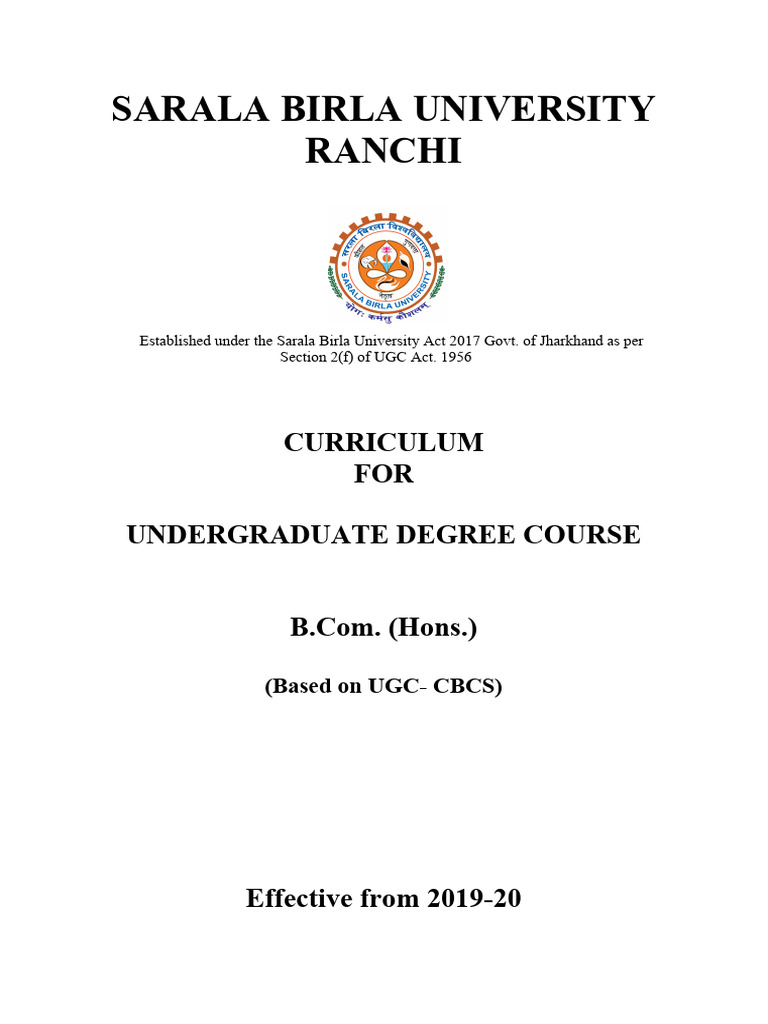 B.Com (Hons.) Curriculum Overview | PDF | Course Credit | Accounting