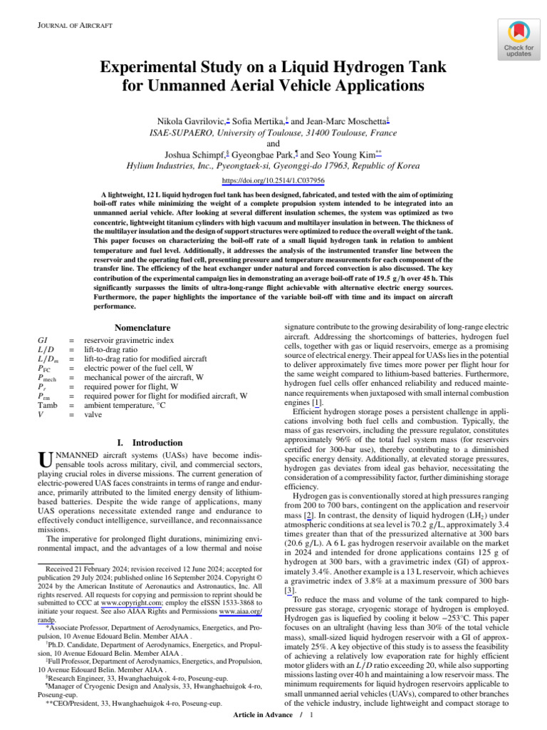 Liquid Hydrogen Tank for UAVs Study | PDF | Fuel Cell | Hydrogen
