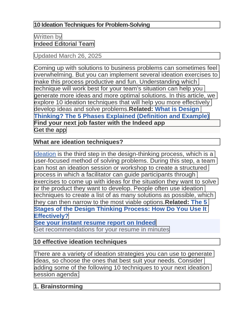 10 Problem-Solving Ideation Techniques | PDF | Brainstorming | Design ...