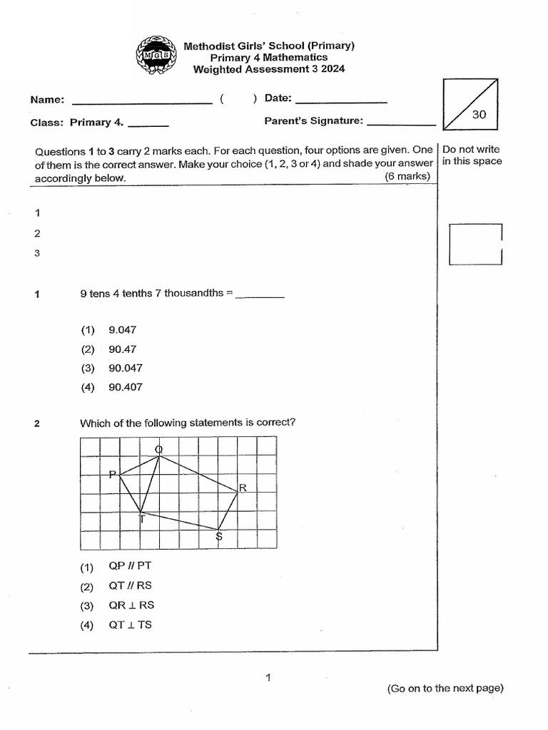 2024-P4-Maths-Weighted Assessment 3-Methodist Girls | PDF