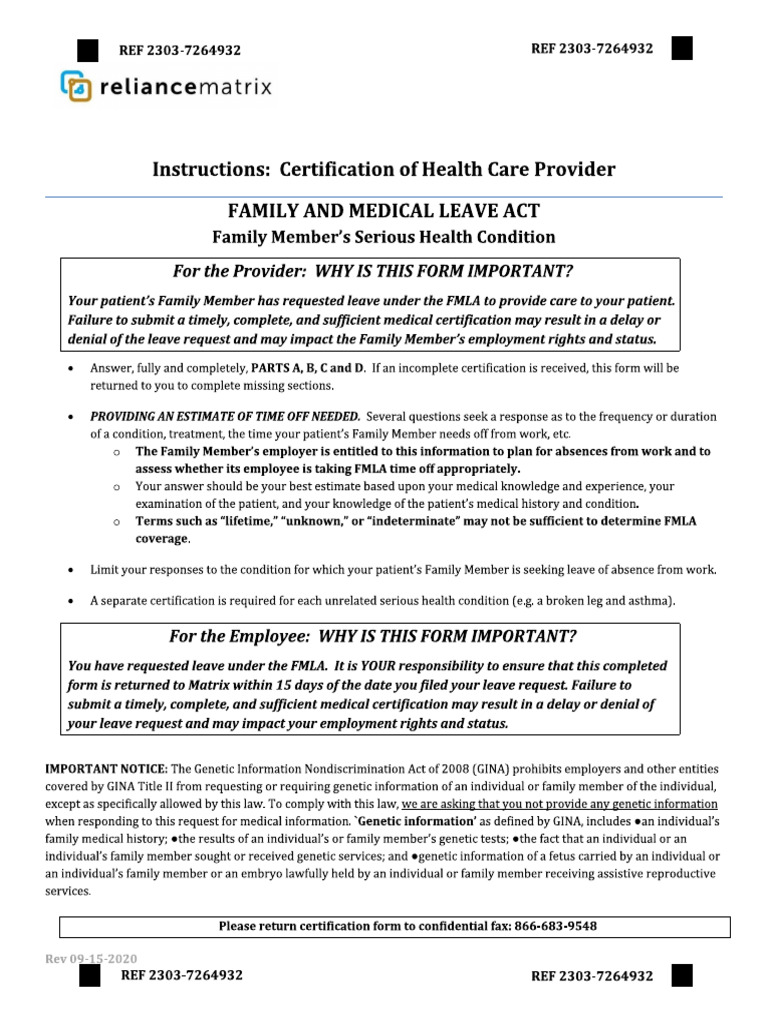Instructions - Certification of Health Care Provider | PDF