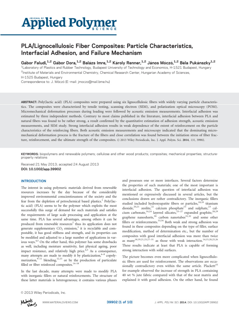 Strong Interfacial Adhesion in PLA Composites | PDF | Composite ...
