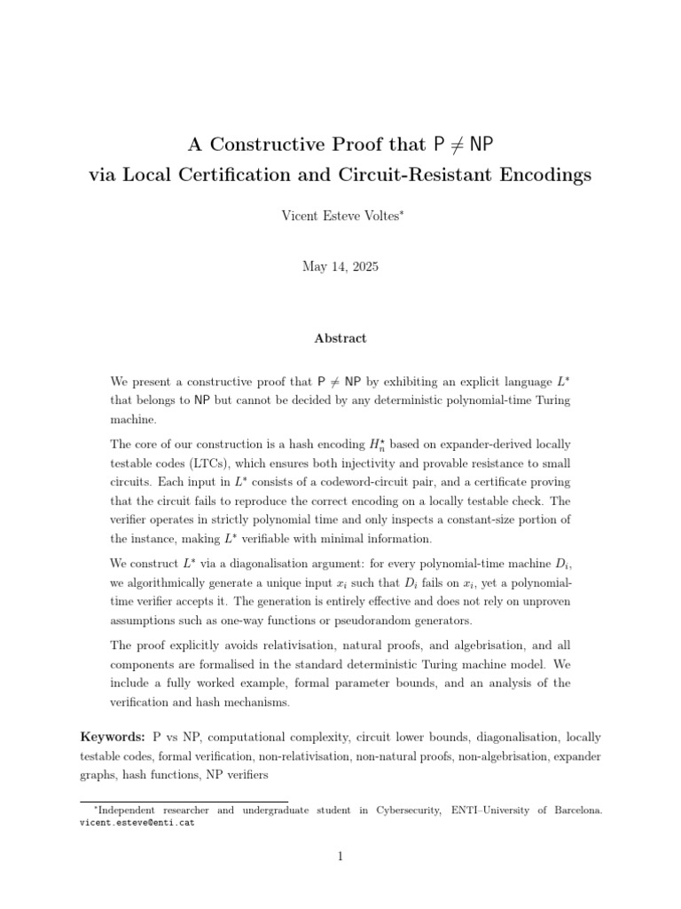 Constructive Proof of P ≠ NP | PDF | Computational Complexity Theory ...