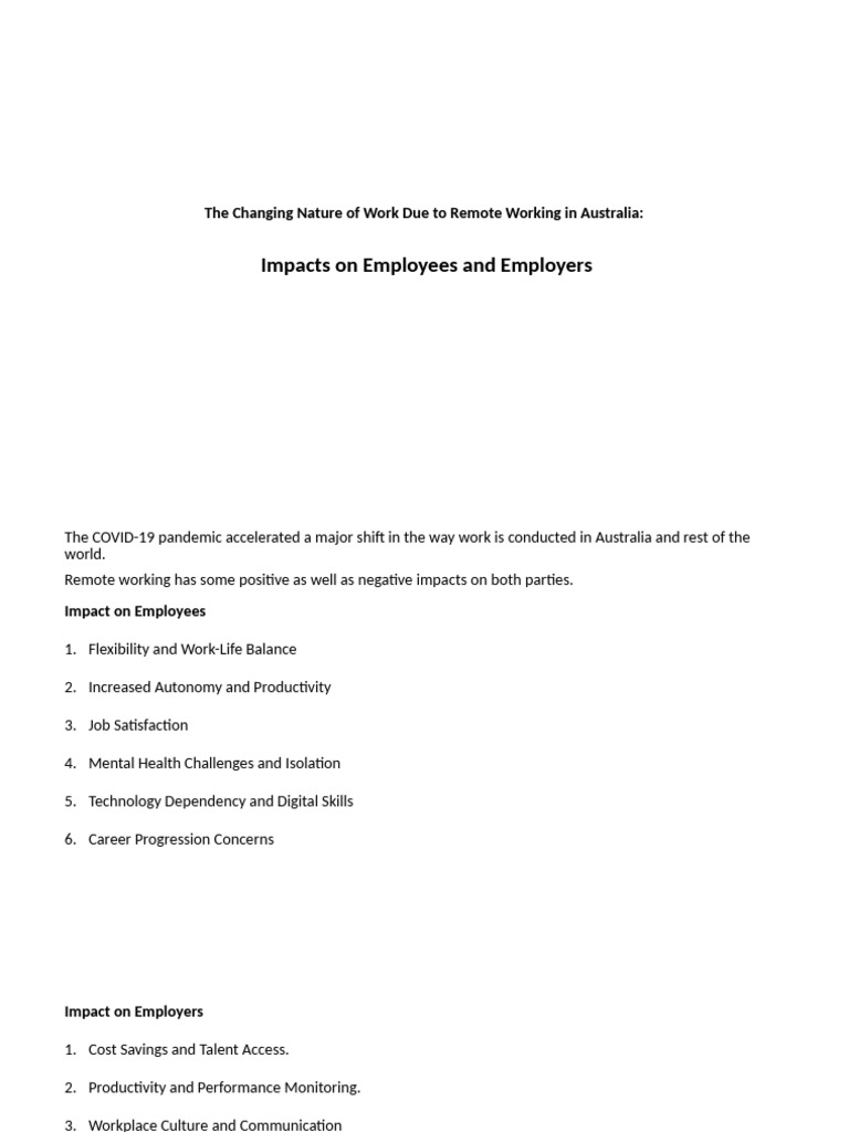 Remote Working - Employee and Employer | PDF