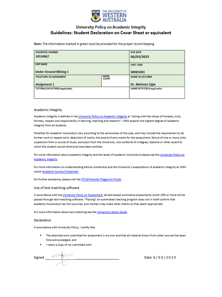 Cover Page - Merged | PDF | Academic Integrity | Academic Dishonesty