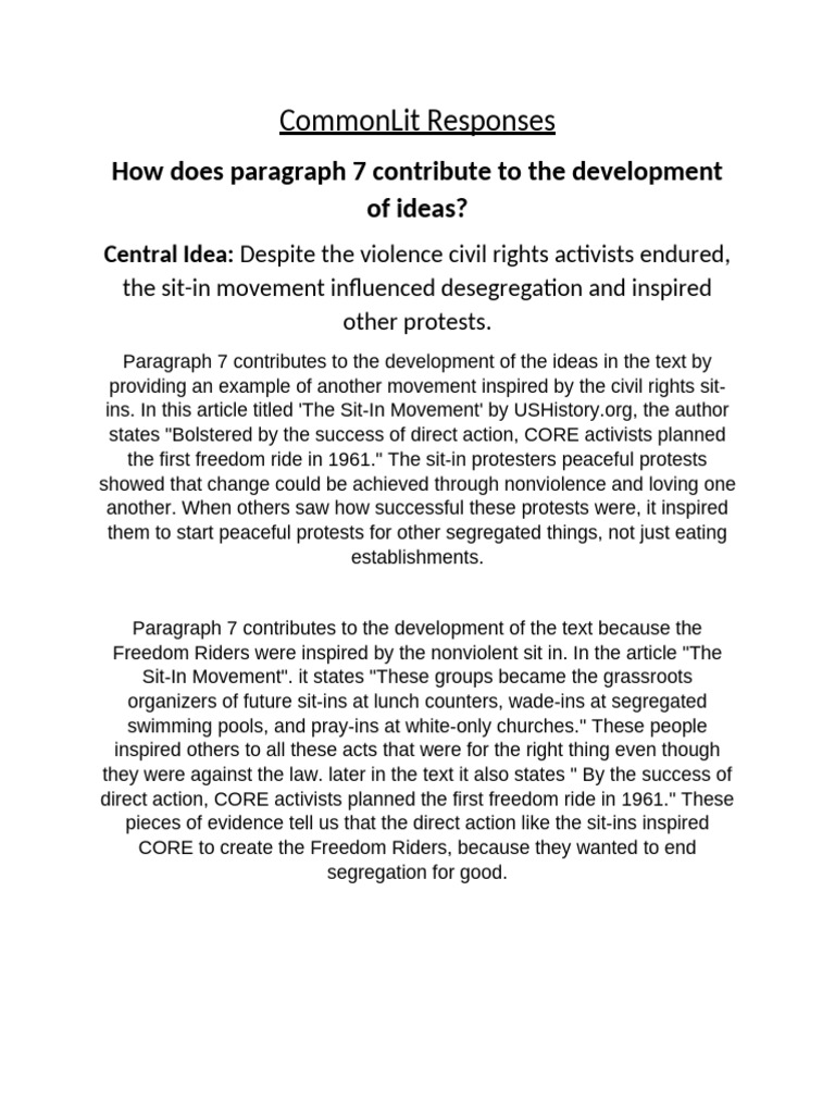 CommonLit Responses | PDF