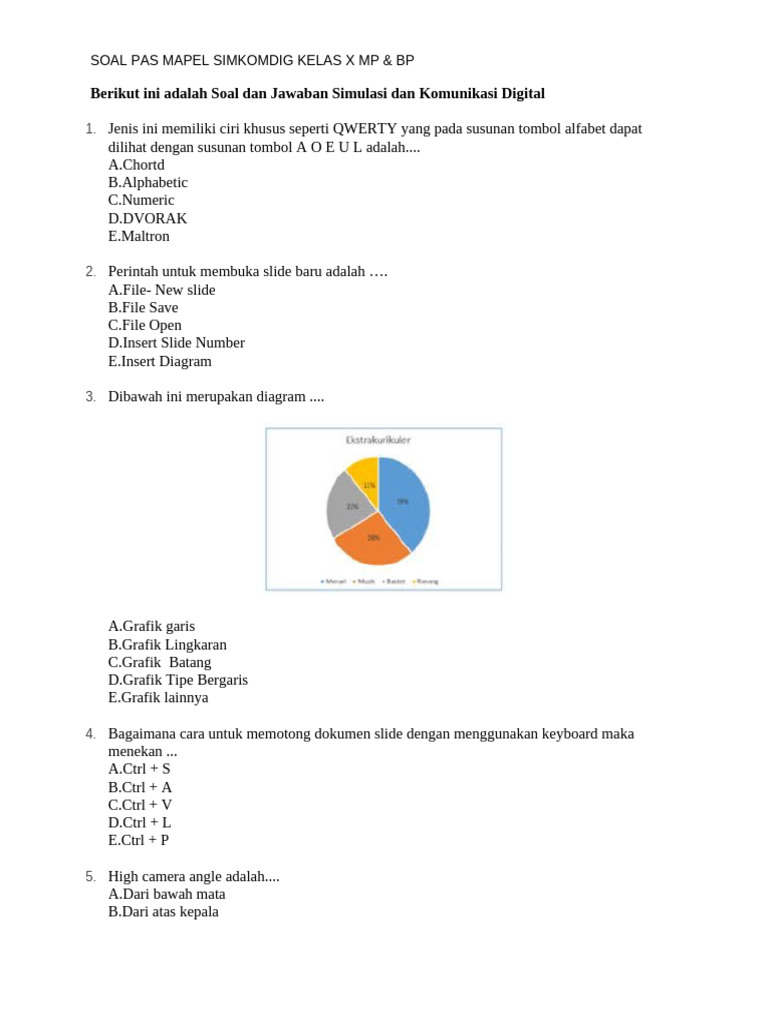 3 Sopian Soal PAS Ganjil Sim Kom Dig Kelas X MP & BDP | PDF
