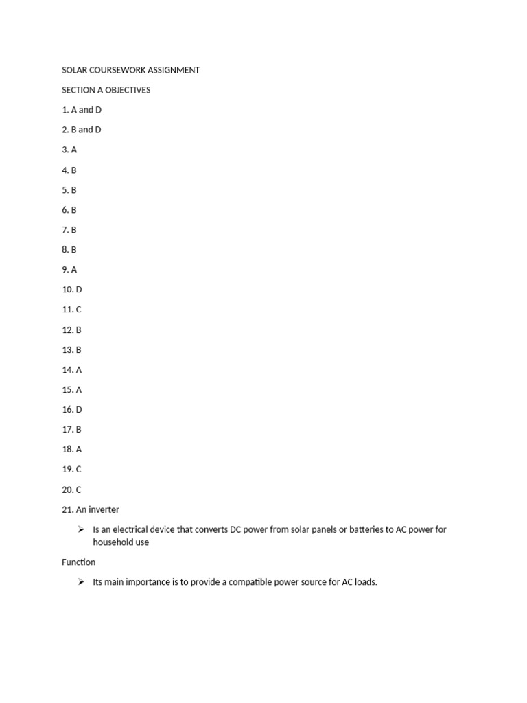 Solar Coursework Assignment Overview | PDF | Photovoltaic System ...