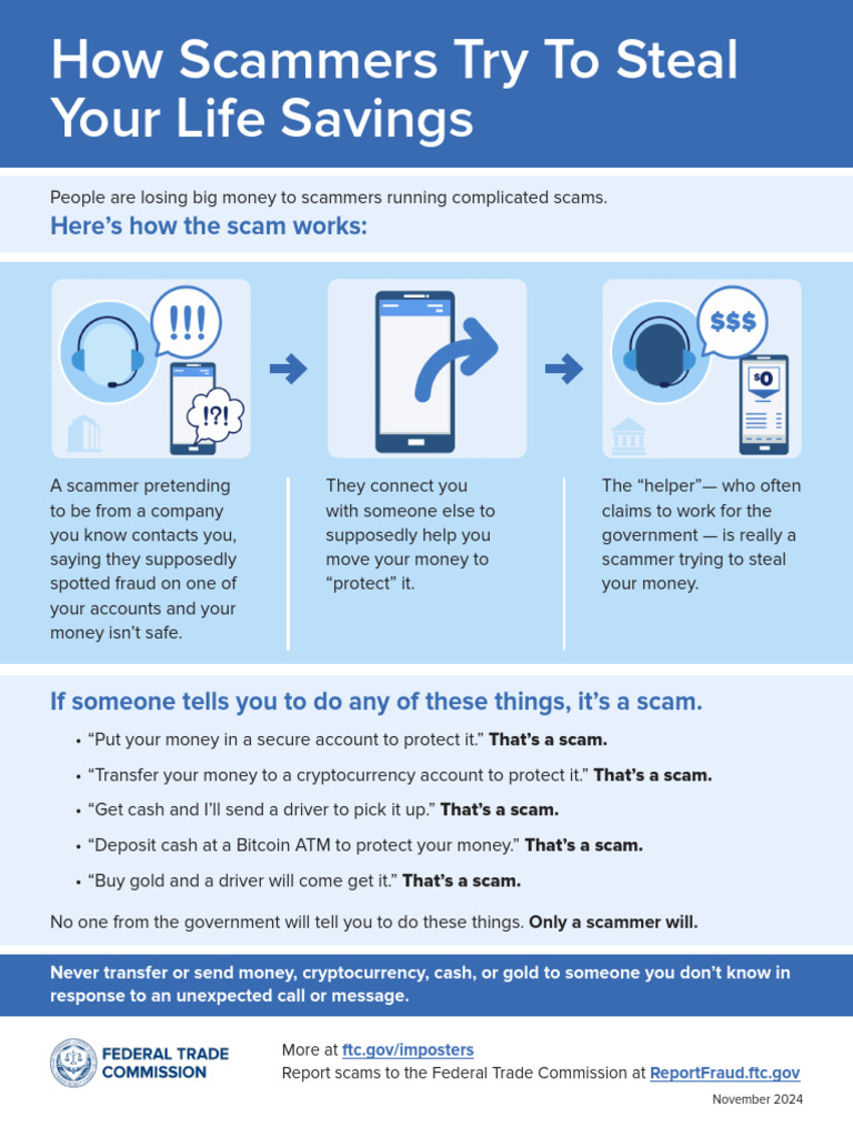 How Scammers Steal Your Life Savings Infographic - 508 - 0 | PDF