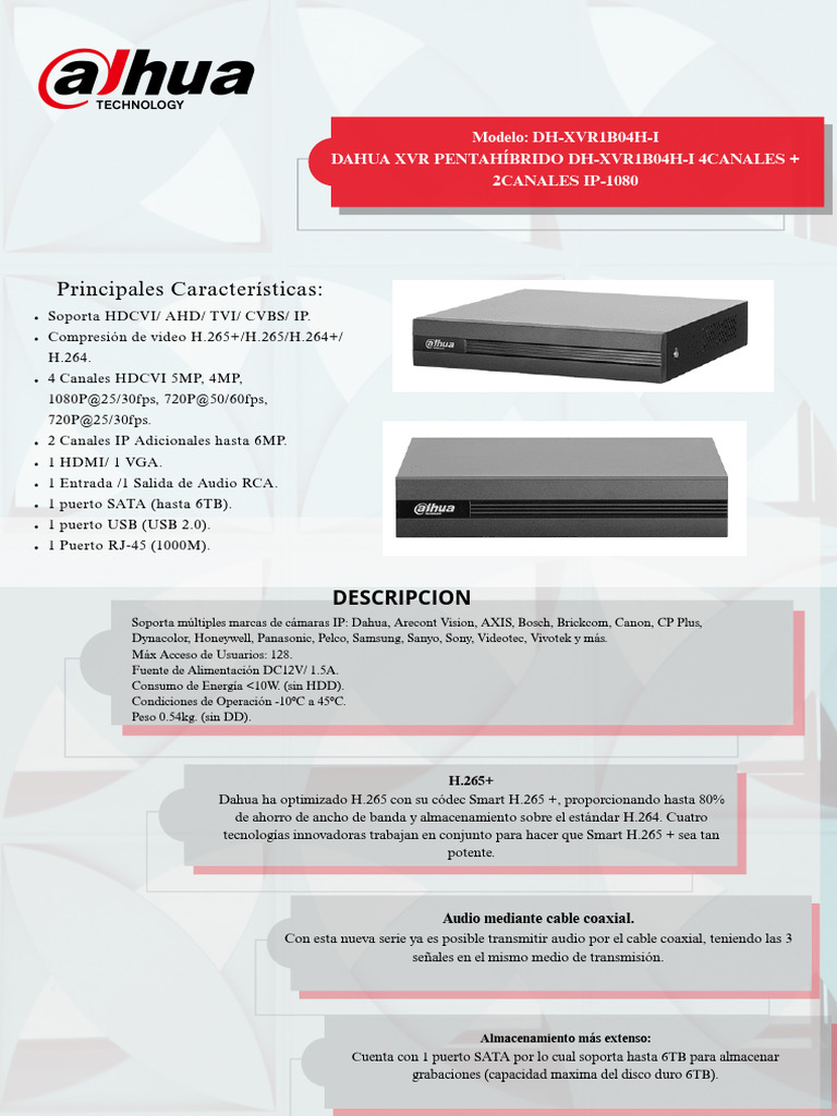 Ficha Técnica de DVR XVR DAHUA 4CANALES | PDF