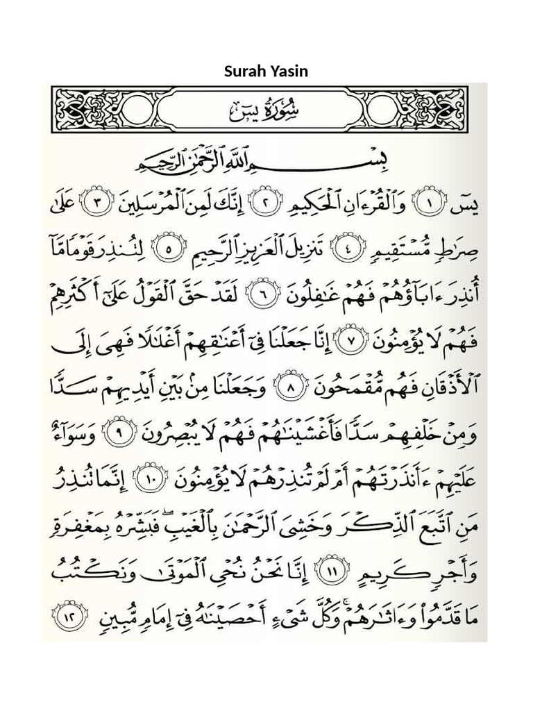 Doa Khusnul Khotimah dalam Surah Yasin | PDF