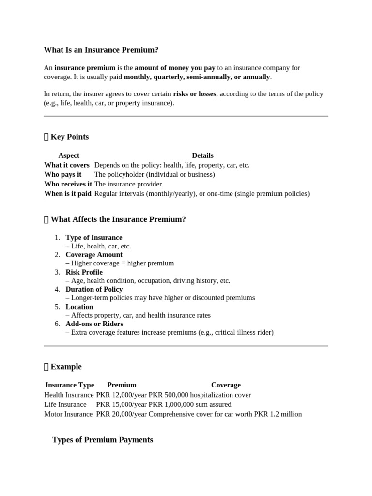 Understanding Insurance Premiums Explained | PDF