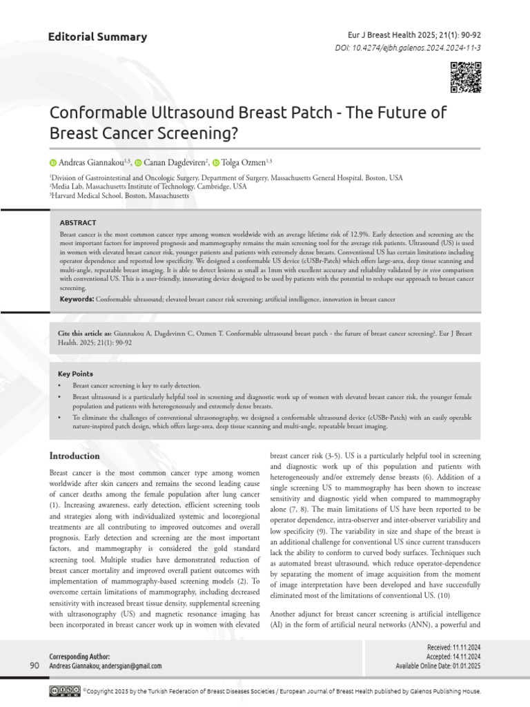 Conformable Ultrasound for Breast Screening | PDF | Mammography ...