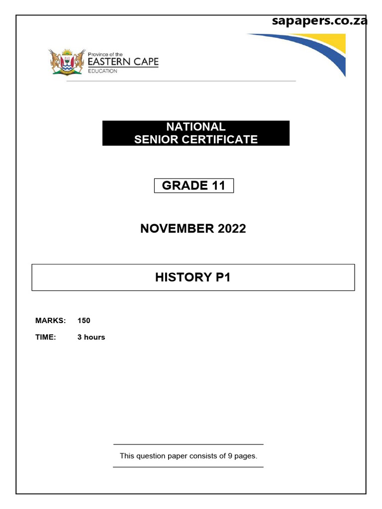 Grade 11 History Exam November 2022 | PDF | New Deal