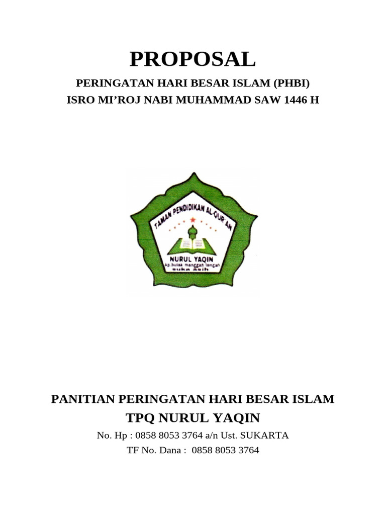 Contoh Proposal Peringatan Hari Besar Islam (Phbi) | PDF