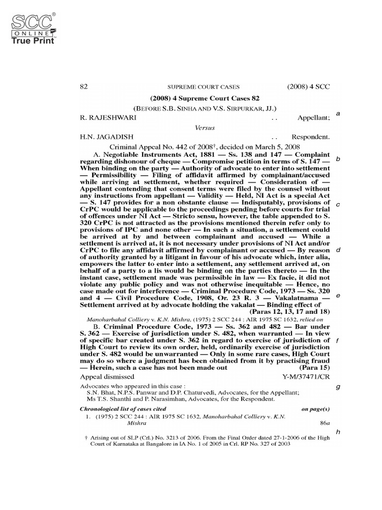 R Rajeshwari v. HN Jagadish | PDF | Supreme Court Of The United States ...