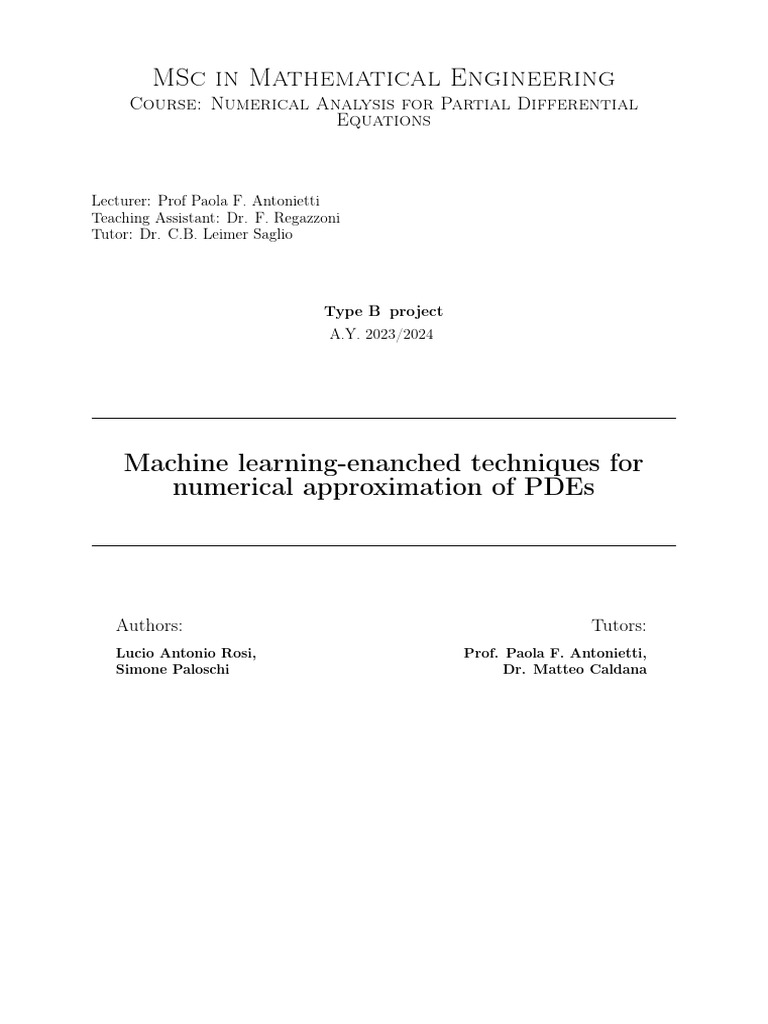 Machine Learning for PDE Numerical Methods | PDF | Machine Learning ...