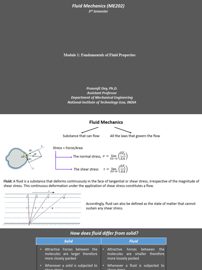 Fluid Mechanics Fundamentals Overview | PDF | Fluid Mechanics | Shear ...