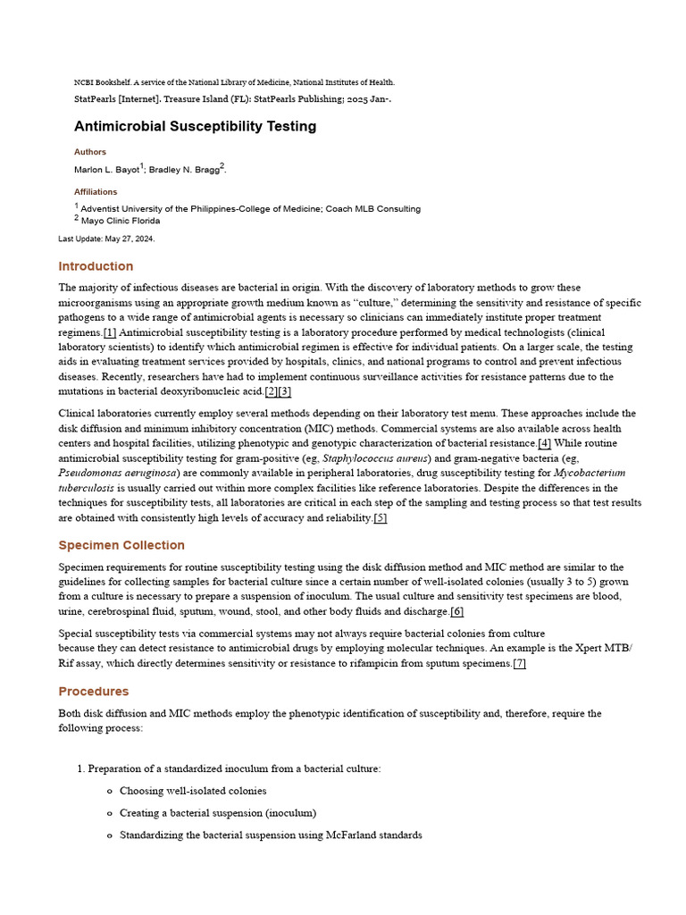 Antimicrobial Susceptibility Testing Methods | PDF | Antimicrobial ...
