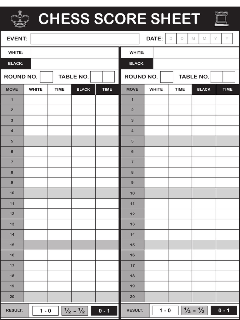Chess Score Sheet Template PDF | PDF