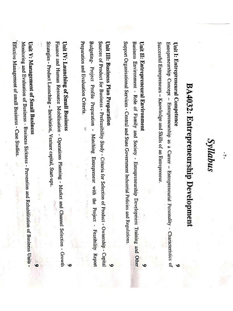 Ba4032 Entrepreneurship Development Full Book | PDF