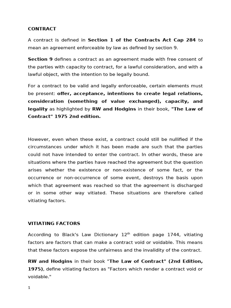 Understanding Contract Vitiating Factors | PDF | Misrepresentation ...