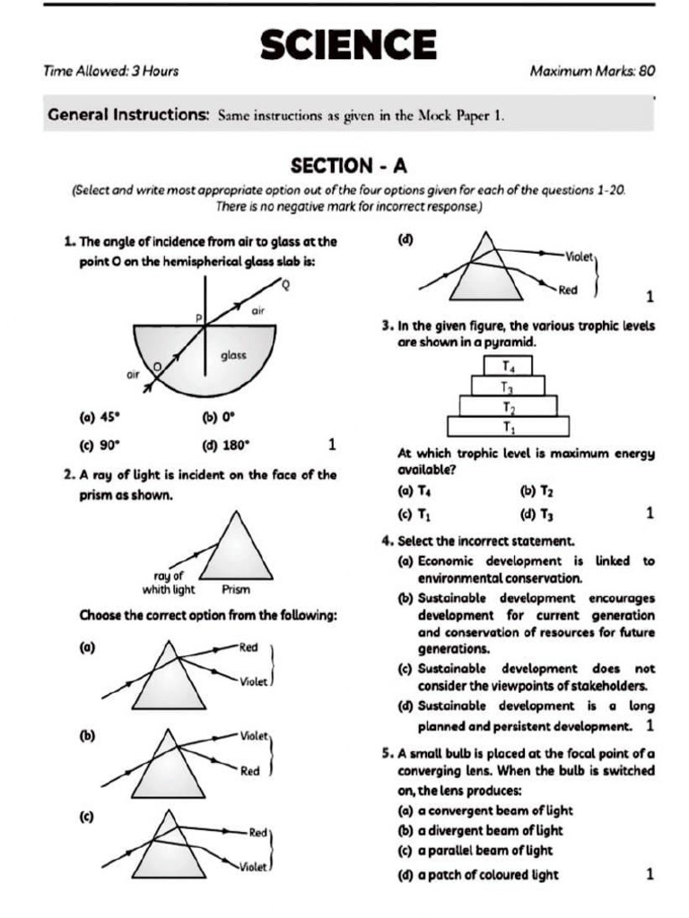 Science Exam Paper with Multiple Choice Questions | PDF | Resistor