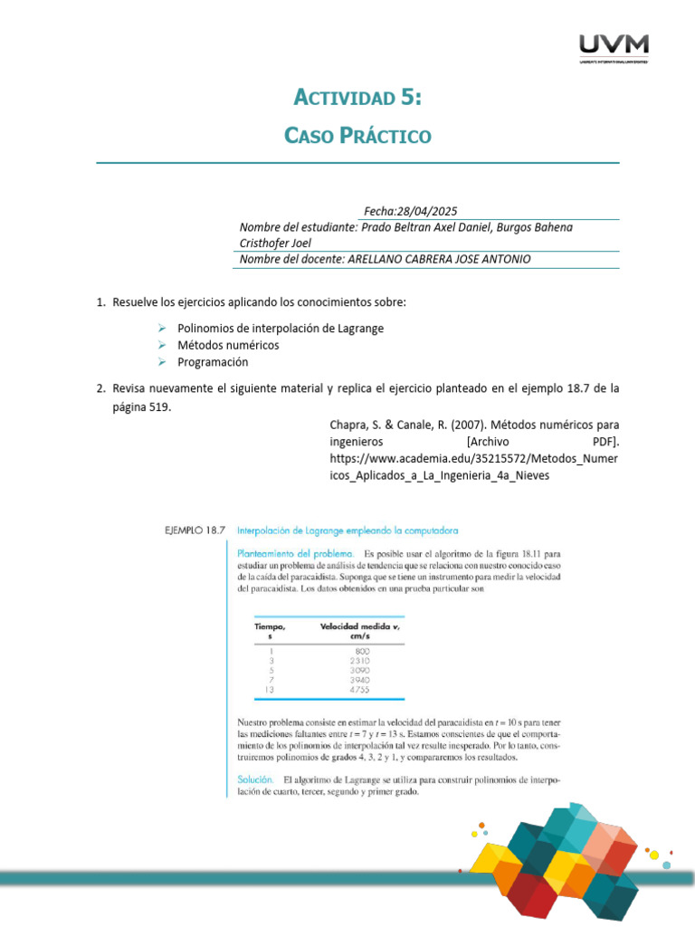 Interpolación de Lagrange en C: Caso Práctico | PDF | Algoritmos ...