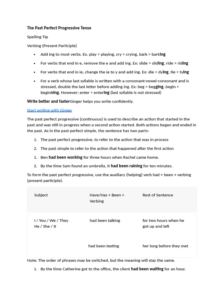 Past Perfect Progressive Explained | PDF | Verb | Question