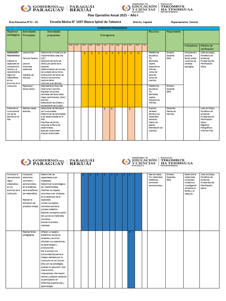Plan Operativo Anual 2025 Educación | PDF | Enseñando | Salón de clases