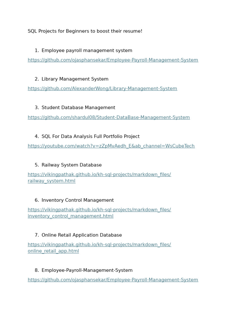 SQL Beginner To Advance Projects | PDF