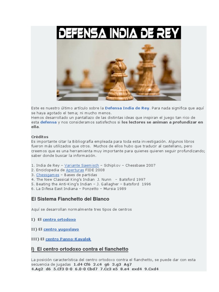 Estrategias en la Defensa India de Rey | PDF | Aperturas de ajedrez ...