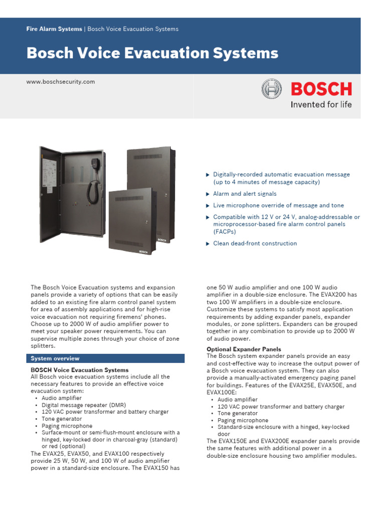 Bosch Voice Evacuation System Overview | PDF | Loudspeaker | Electricity