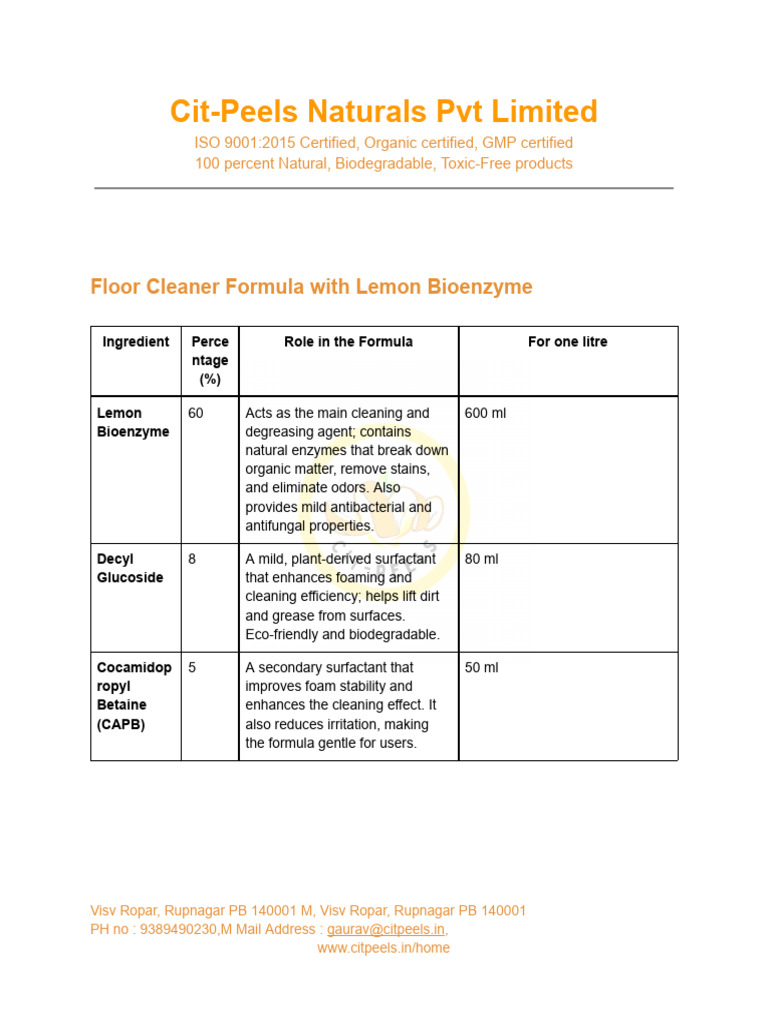 Formula Sheet and Detailed Mixing Process | PDF | Surfactant | Ph