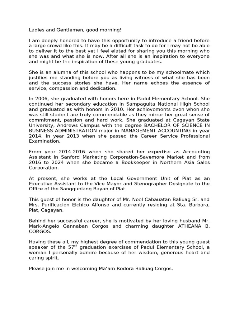 Introduction Guest Speaker Pdf