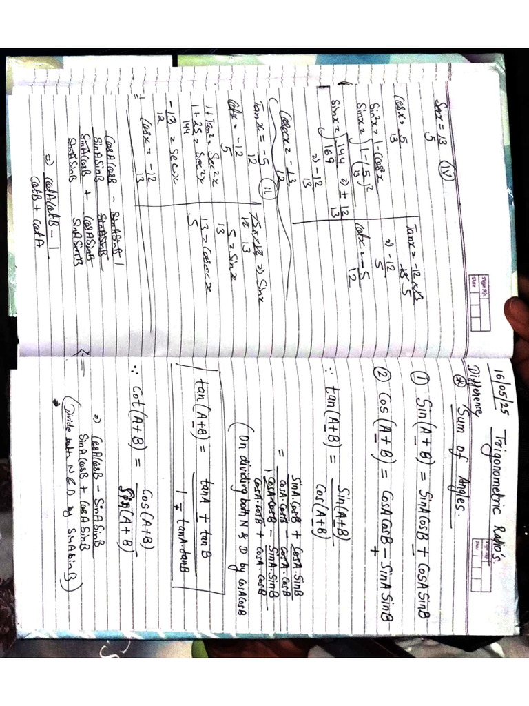 TRIGONOMETRIC FUNCTIONS FORMULAS PDF CLASS 11 visual data 7