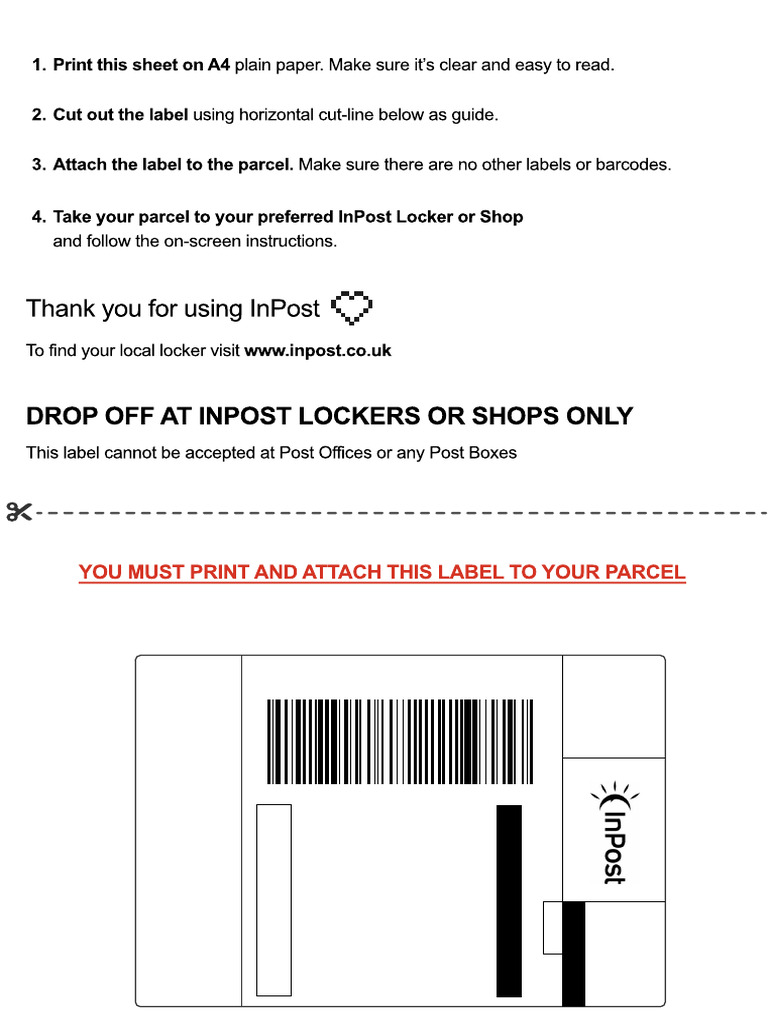 Thank You For Using Inpost: You Must Print and Attach This Label To ...