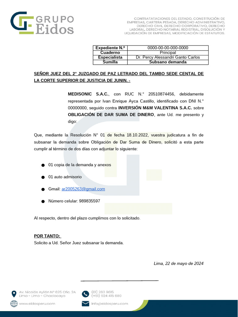 Subsanar Demanda | PDF