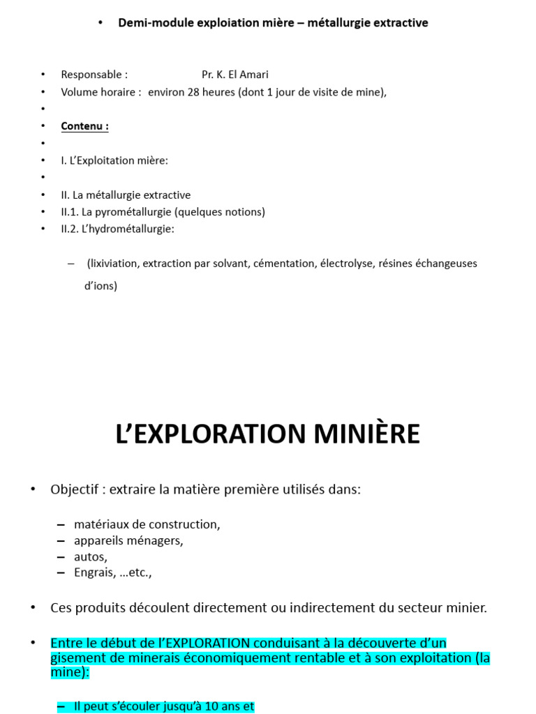 Exploitation minière et métallurgie extractive | PDF | Exploitation ...