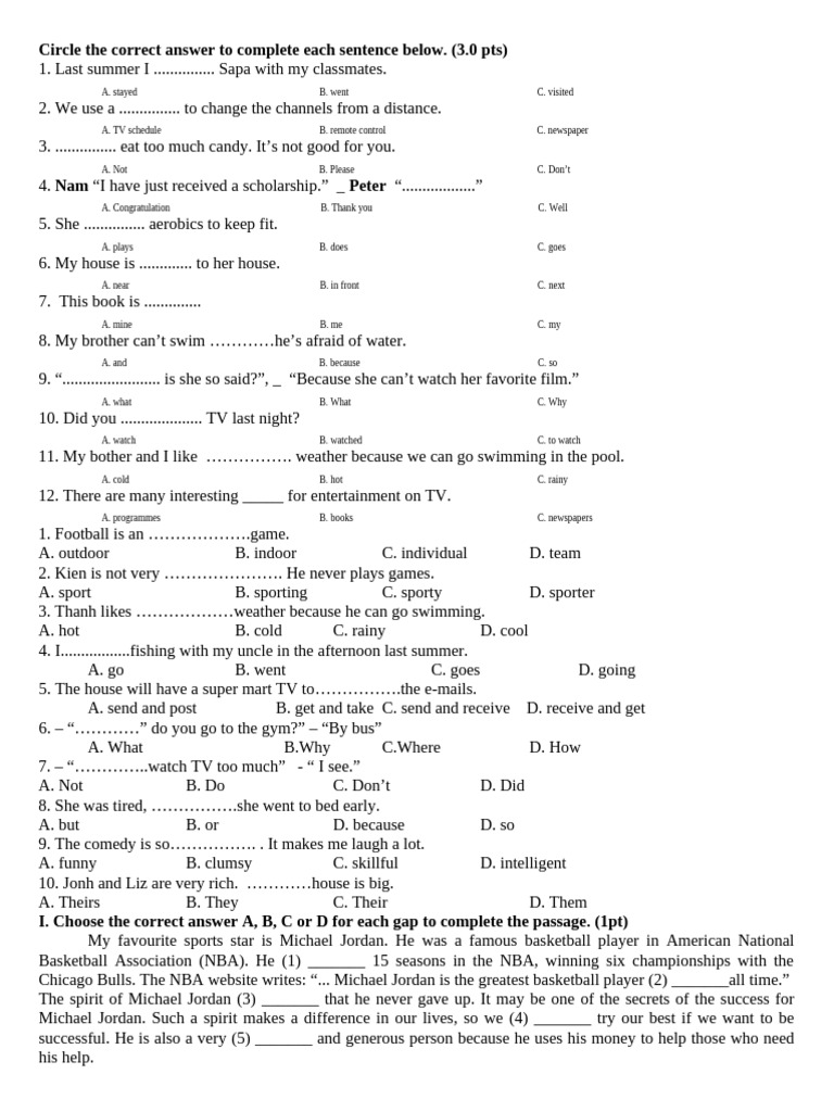 English Grammar and Vocabulary Exercises | PDF