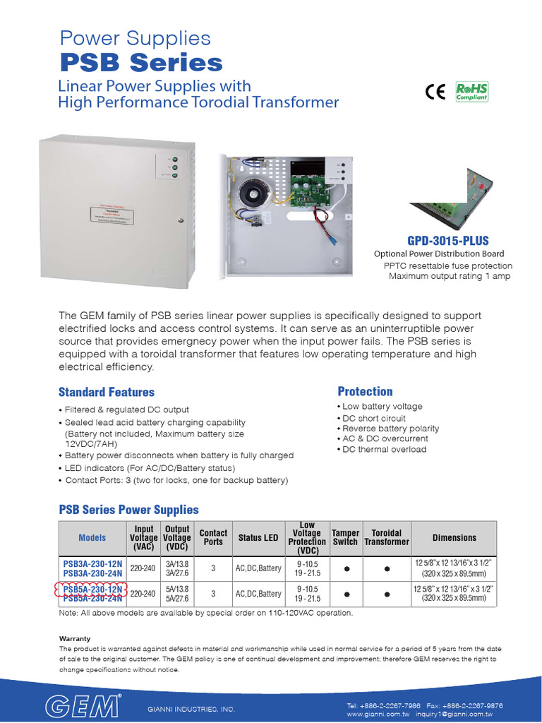 PSB5A-230-12N Power Supply Overview | PDF | Power Supply | Direct Current
