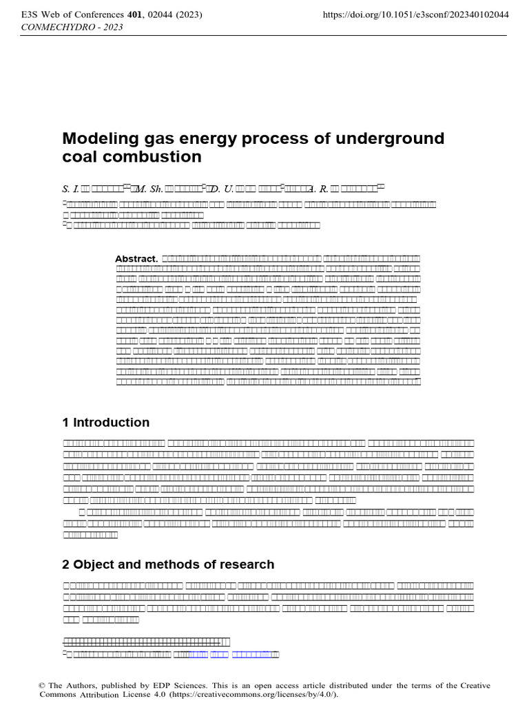 Modeling Gas Energy Process of Underground Coal Co | PDF | Combustion ...
