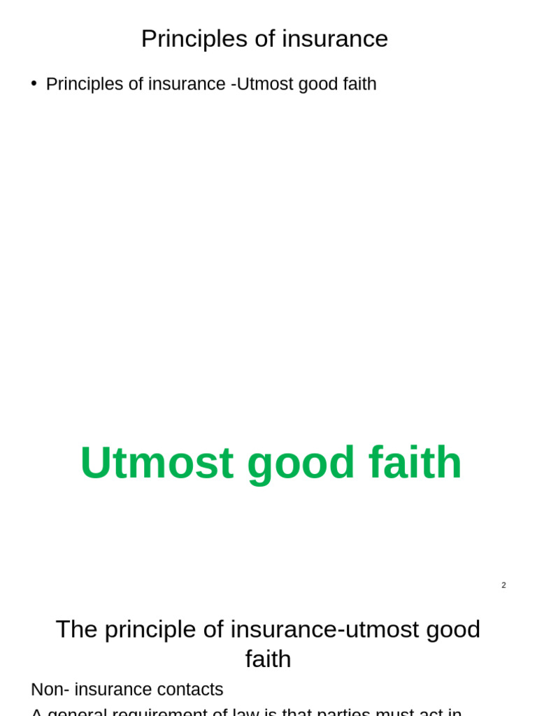 Principles of Utmost Good Faith in Insurance | PDF | Insurance ...