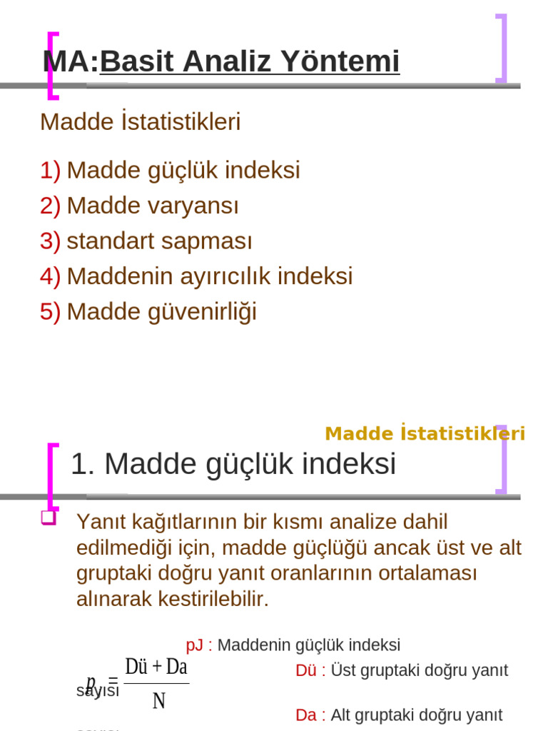 MA:Basit Analiz Yöntemi | PDF